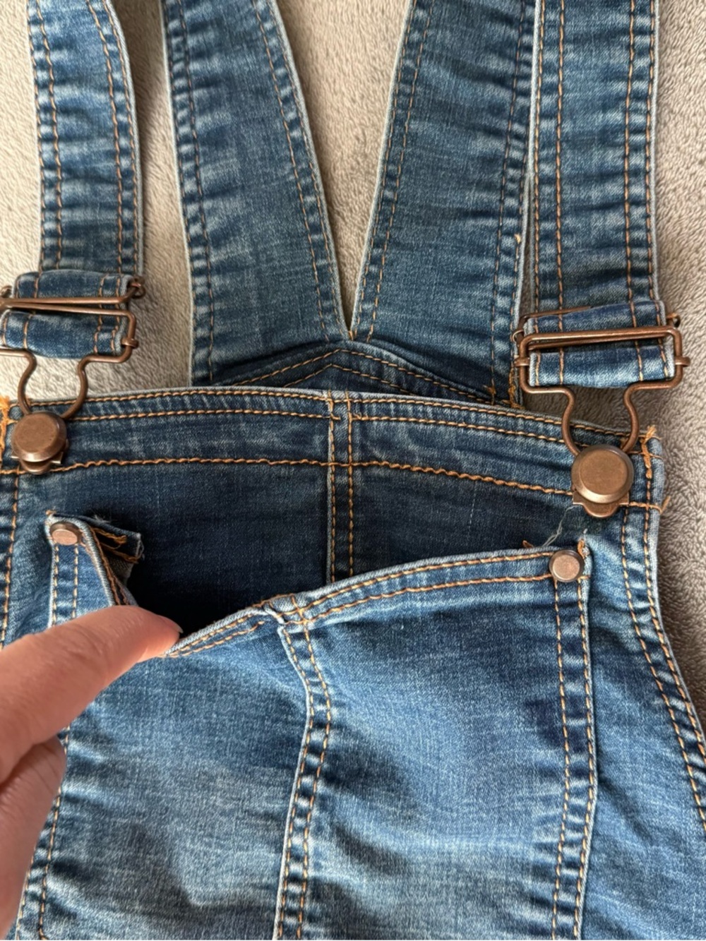 Love Trends Blue Denim Overall Jumper Dress Skirtall Size S Mini Jean Pinafore - Picture 5 of 14